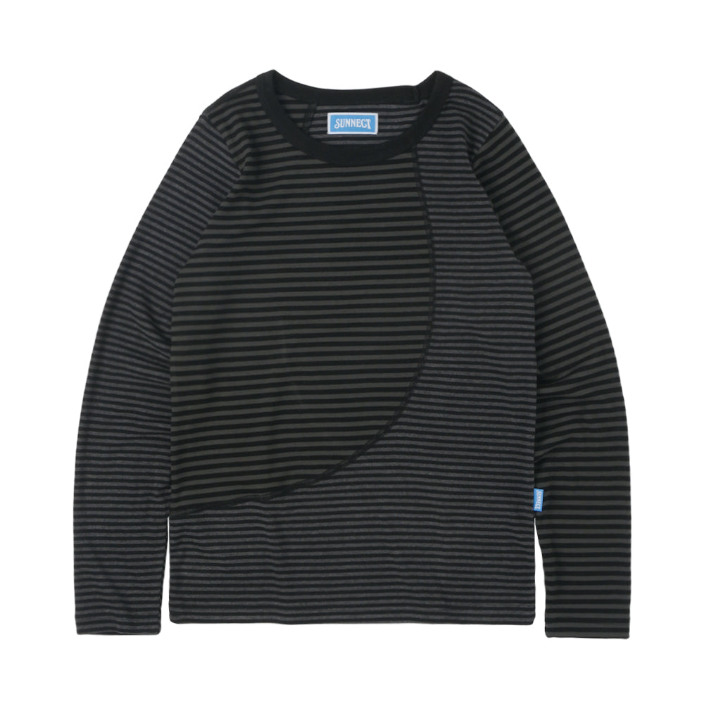 [SUNNECT] SS 25 Truth Striped LS Tee - Charcoal