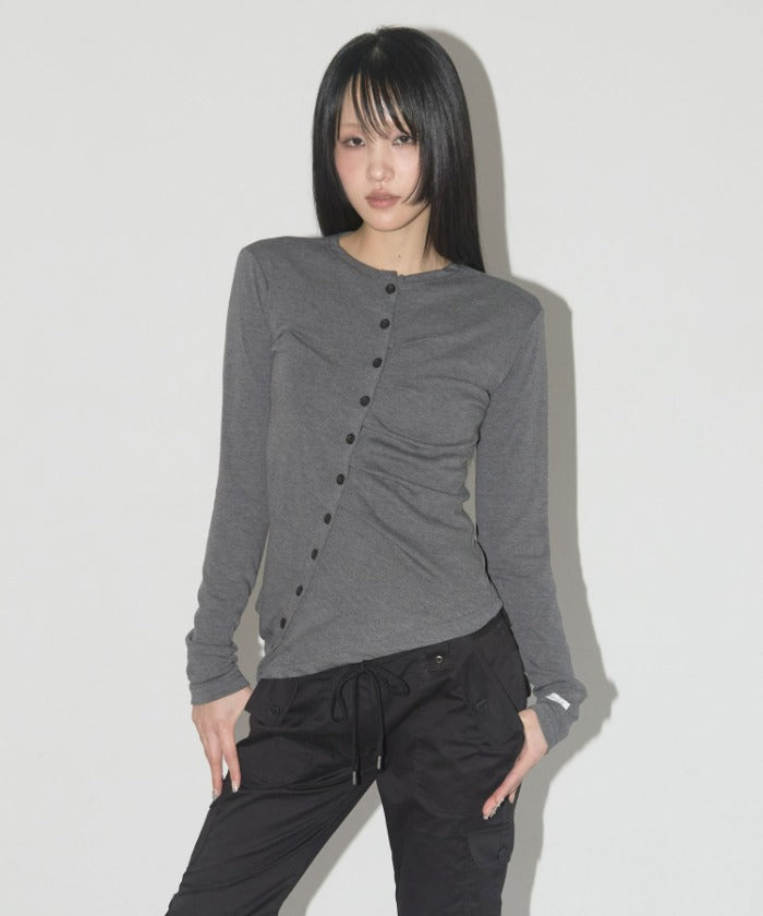 nasty-fancy-club-ss-25-unbalance-shirring-cardigan-(charcoal)_f25qb076