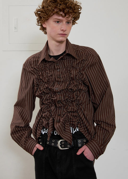 esc-studio-ss-25-shirring-long-sleeves-shirt(brown)