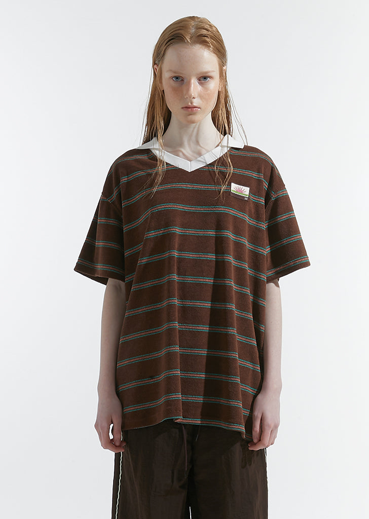 saysra-ss-24-stripe-terry-tee-brown