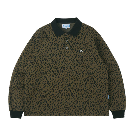 [SUNNECT] SS 25 Leopard Polo - Olive