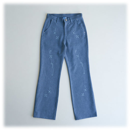 [SUH SUH] FW 24 FLOWER PRINTED PIGMENT PANTS (BLUE)