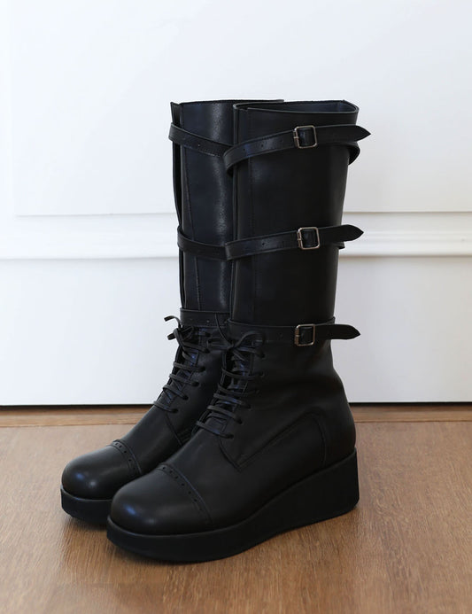 ugly-shadow-fw-24-three-buckle-middle-boots