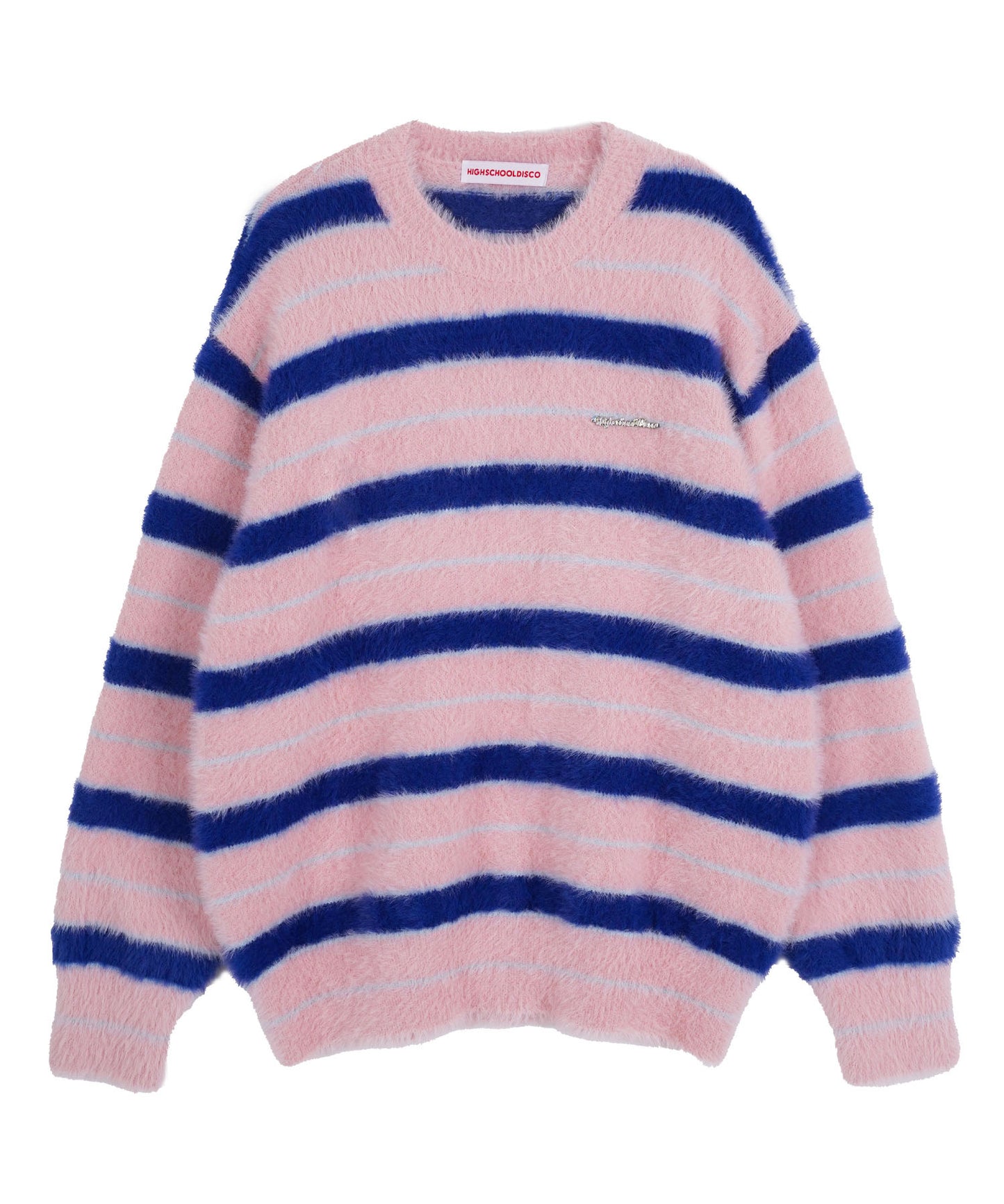 high-school-disco-fw-24-stripe-fur-crew-neck-knitwear_pink