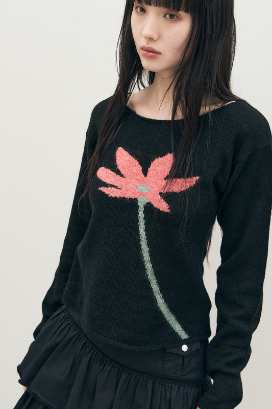 sis-a-ss-25-mohair-flower-knit-/-black