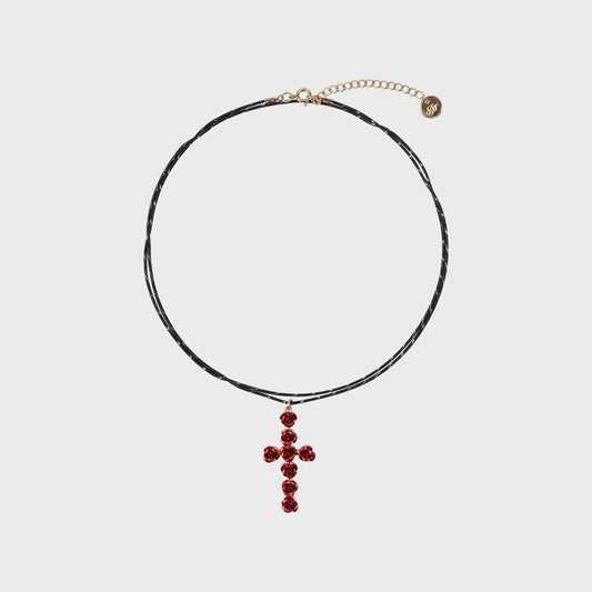 eireve-seasonless-rosy-cross-multi-long-necklace-red