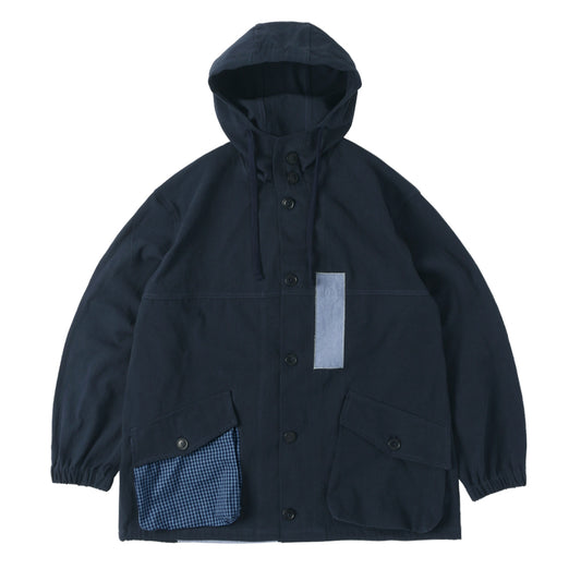 [SUNNECT] FW 24 Patchwork Hood Parka - Navy