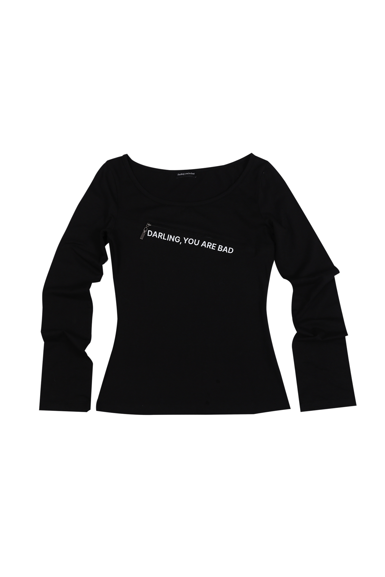 darling-you-are-bad-fw-24-unzipped-logo-tshirt-#black