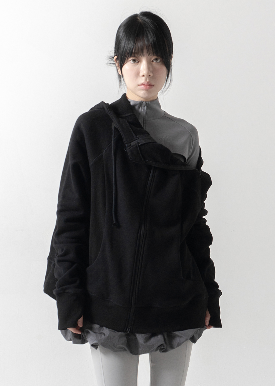 woohwa-fw-24-double-zip-hood-black