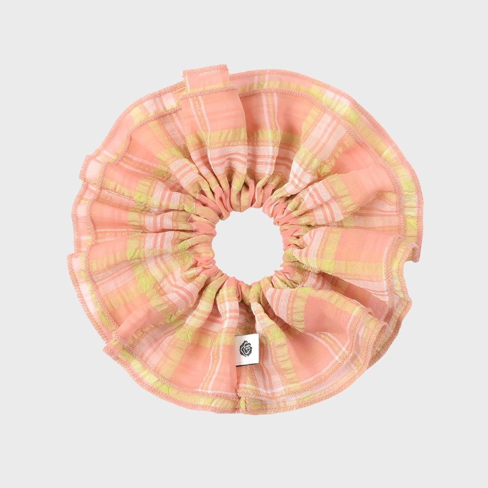 eireve-seasonless-summer-check-frill-scrunchie-peach-fuzz