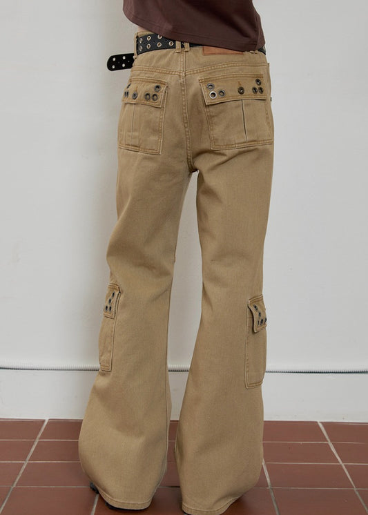 esc-studio-ss-25-eyelet-denim-bootcut-pants(beige)