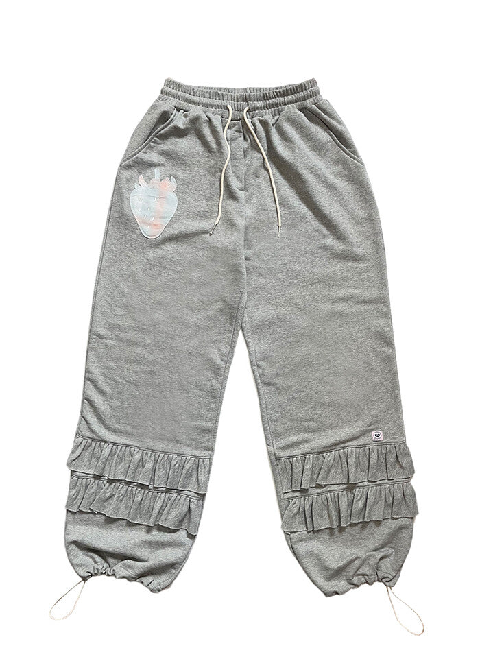 nofficialnoffice-ss-25-berry-frill-drawstring-pants-melange-gray