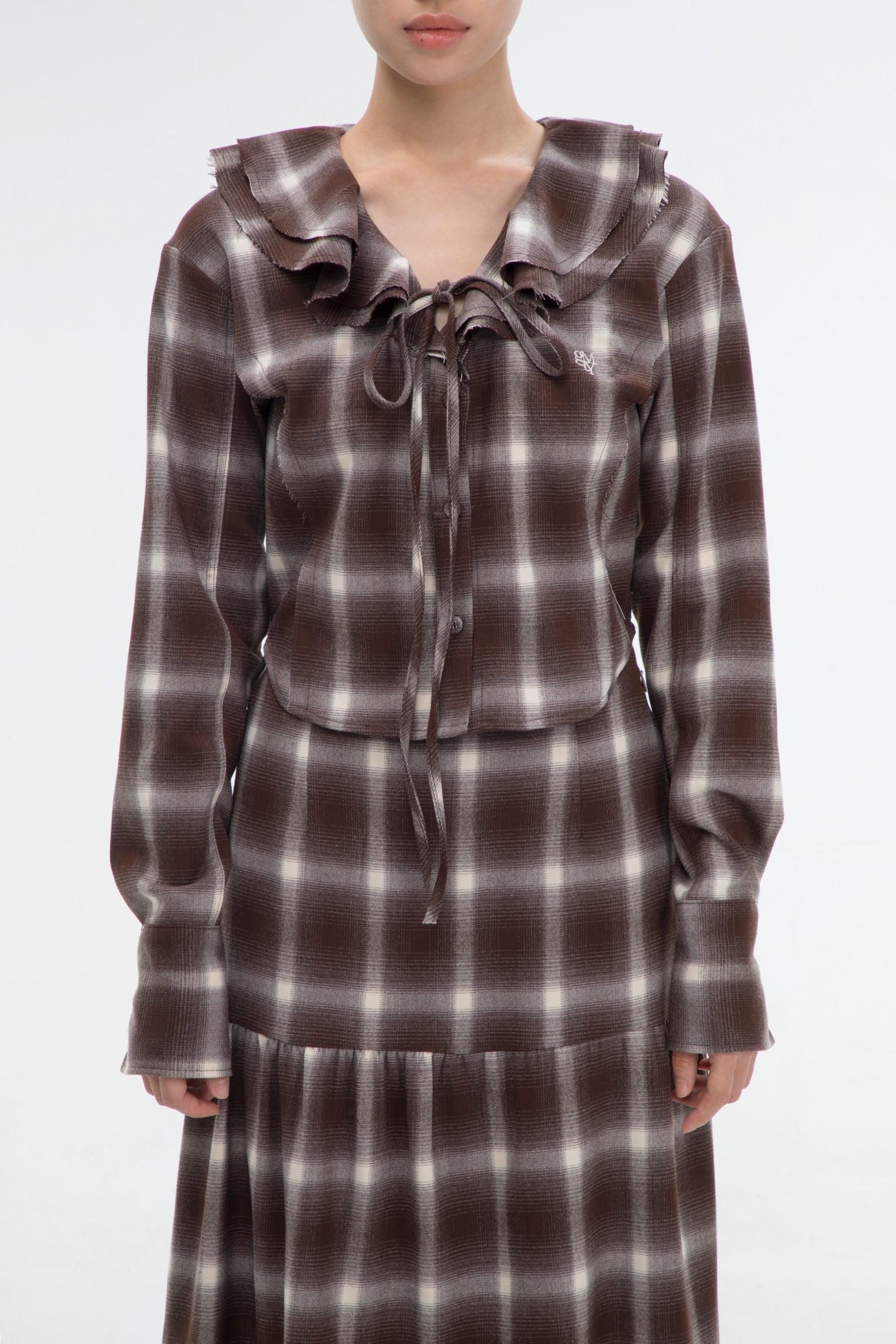 gimmetheyoung-fw-21-ruffled-neck-shirt-brown