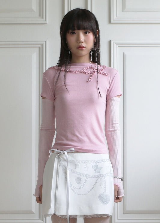 nofficialnoffice-fw-23-frill-ribbon-slit-sleeves-top-pink